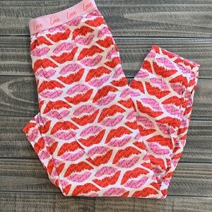 Victoria's Secret Pink and Red Lip Print Pajama Pants